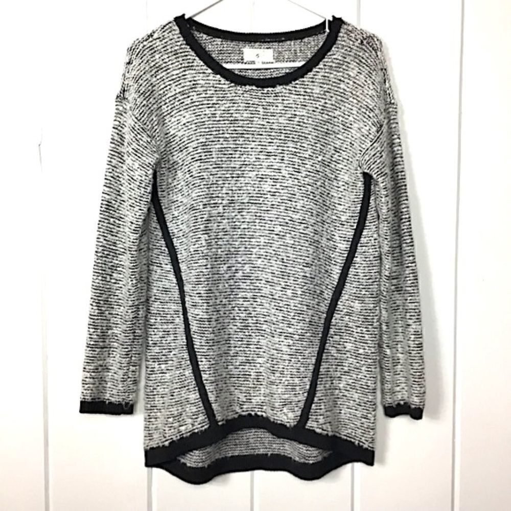 Lou & Grey B&W Boucle Knit Wool Sweater - S‎